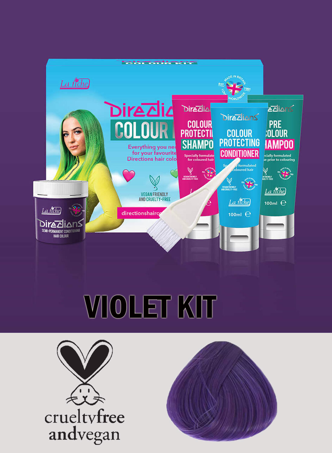 Vejledning Hårfarve Violet kit
