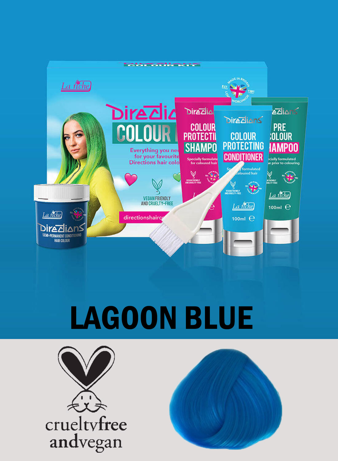 Vejledning Hårfarve Lagoon Blue Kit