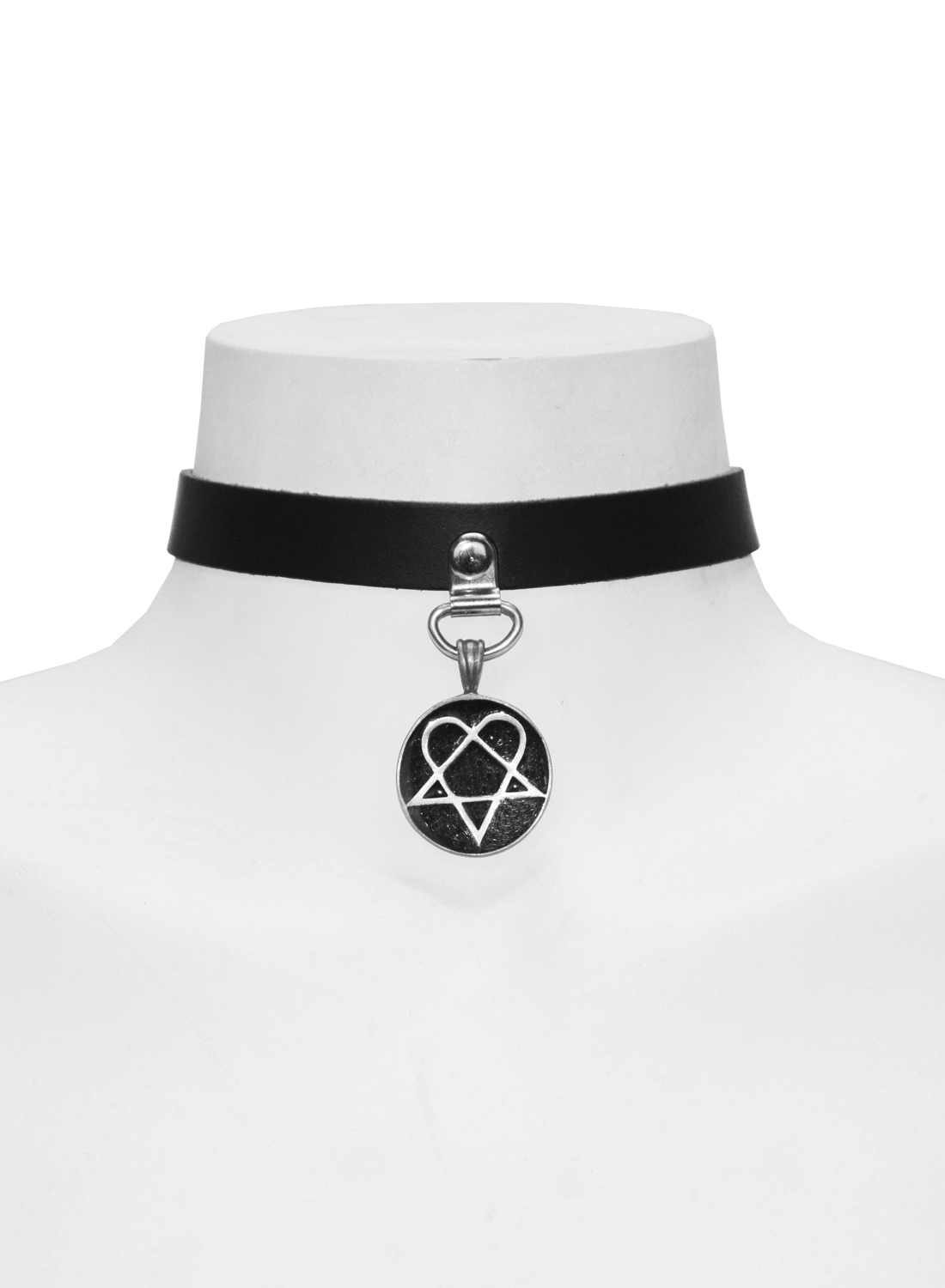 Sort Heartagram læderchoker