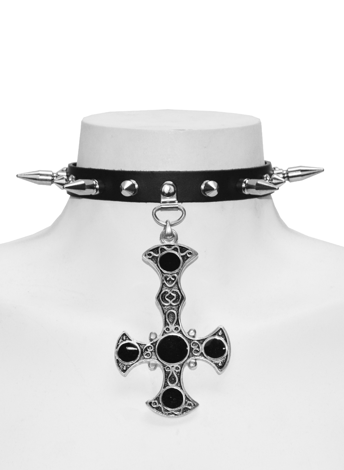 Abaddon Spike Læder Choker