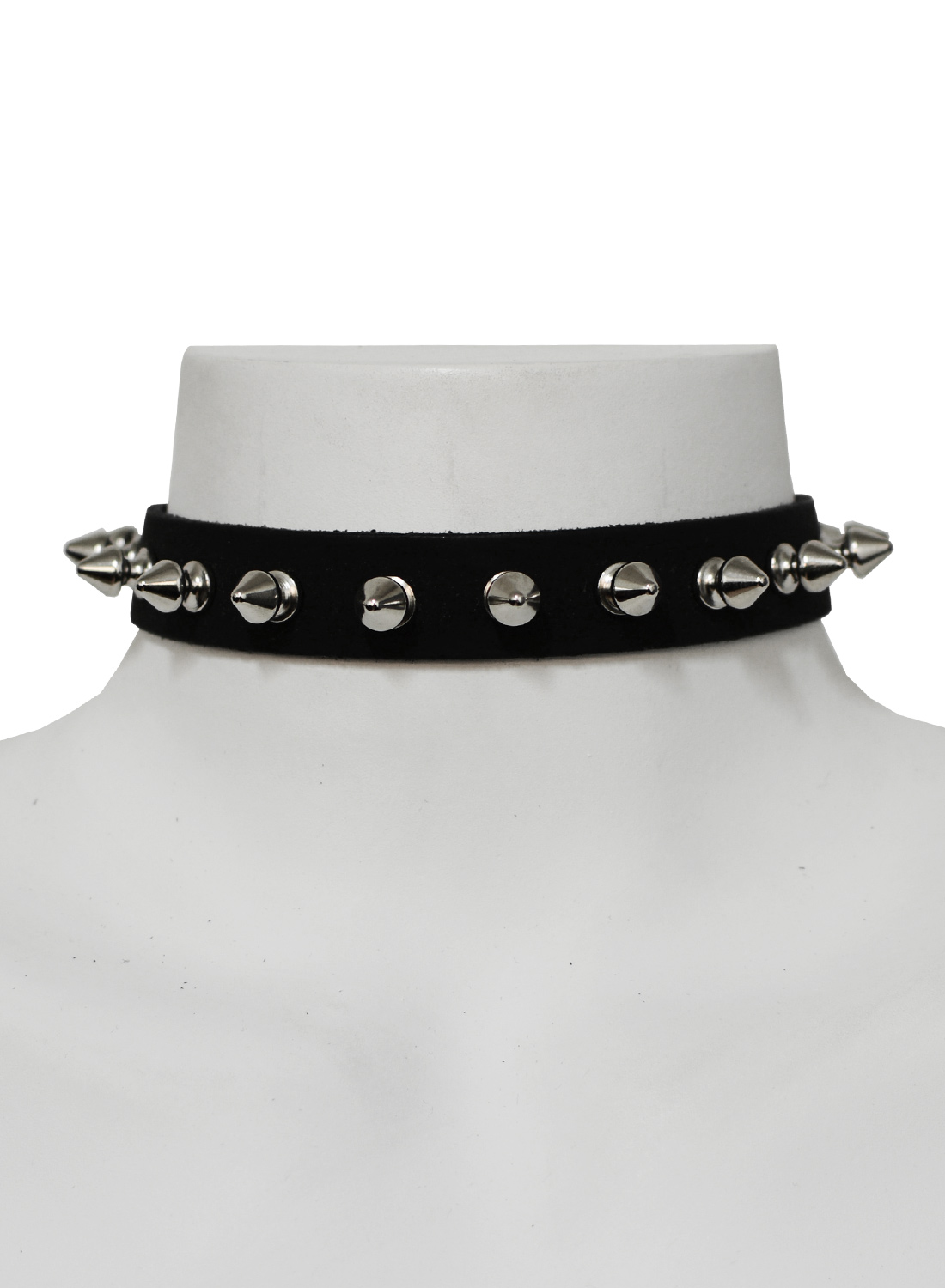 1 række spike læder choker