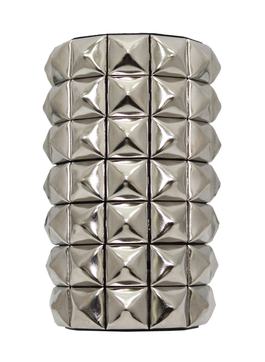 7-rækket pyramideformet læderarmbånd