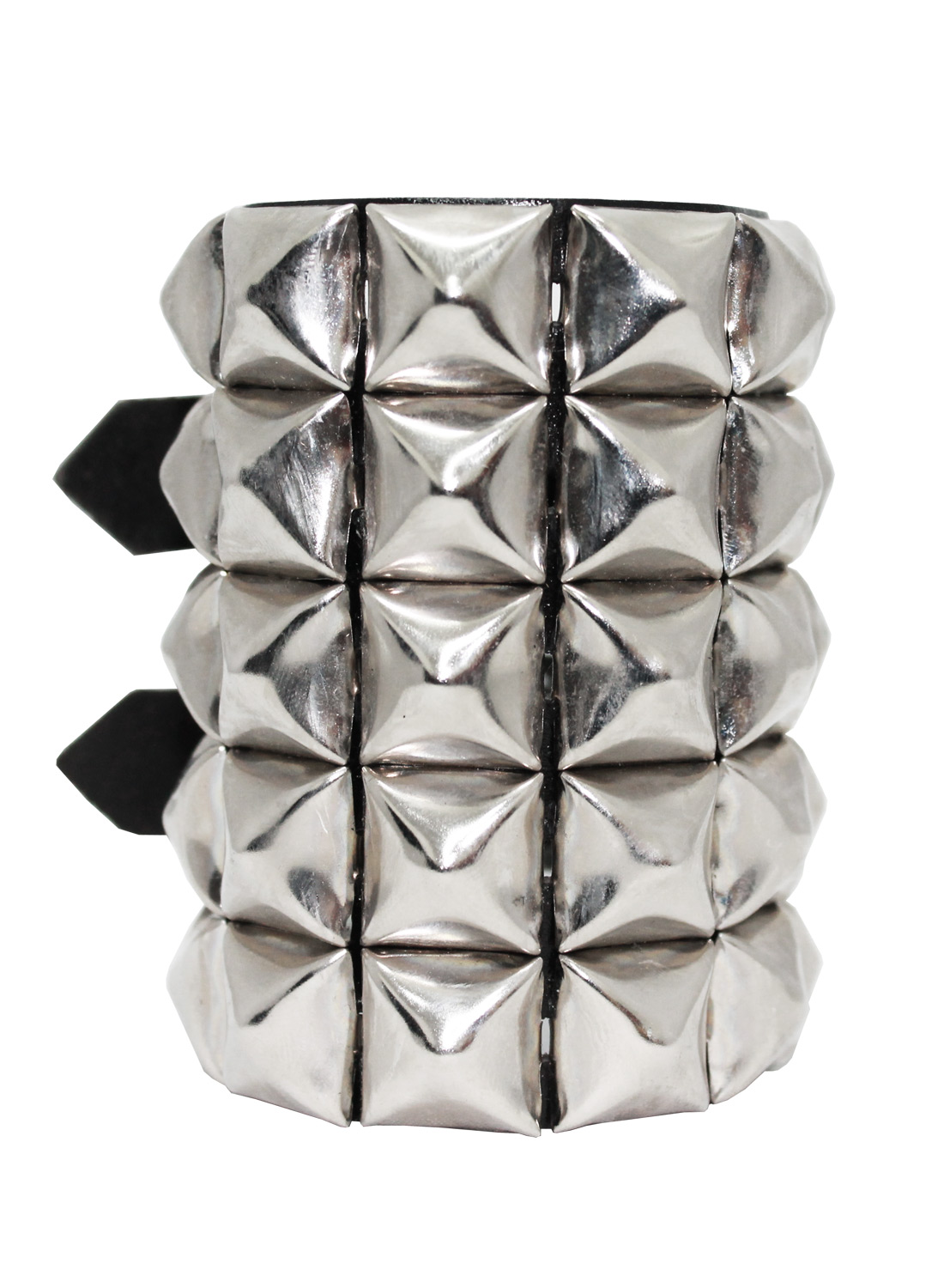 5-rækket pyramideformet læderarmbånd