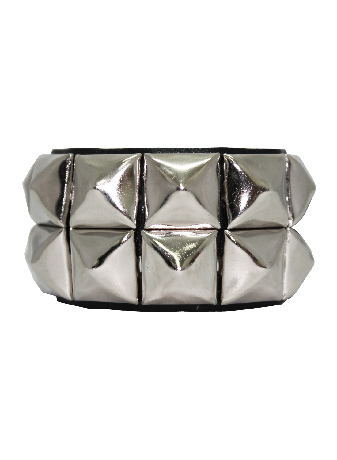 2-rækket pyramideformet læderarmbånd