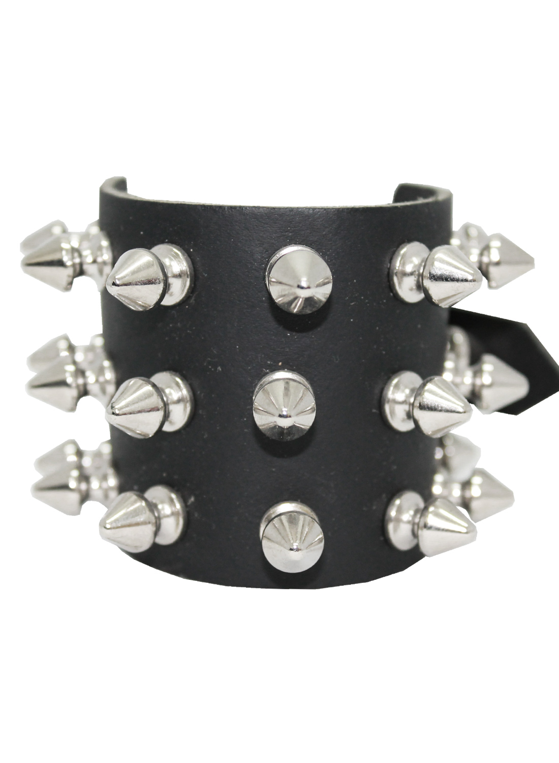 3-rækket spike-stud læderarmbånd