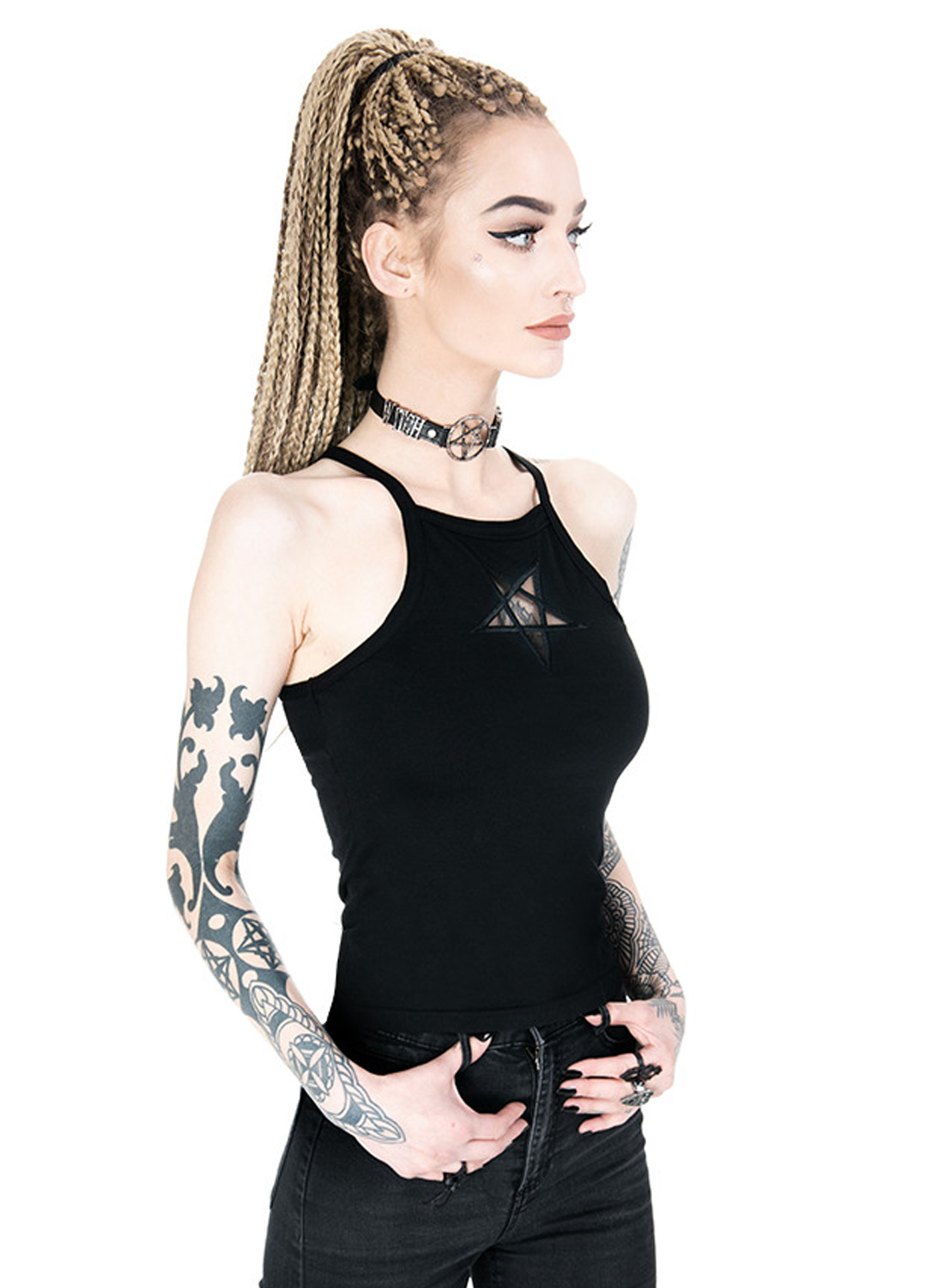 Top Mesh Pentagram Sort - Billede 2