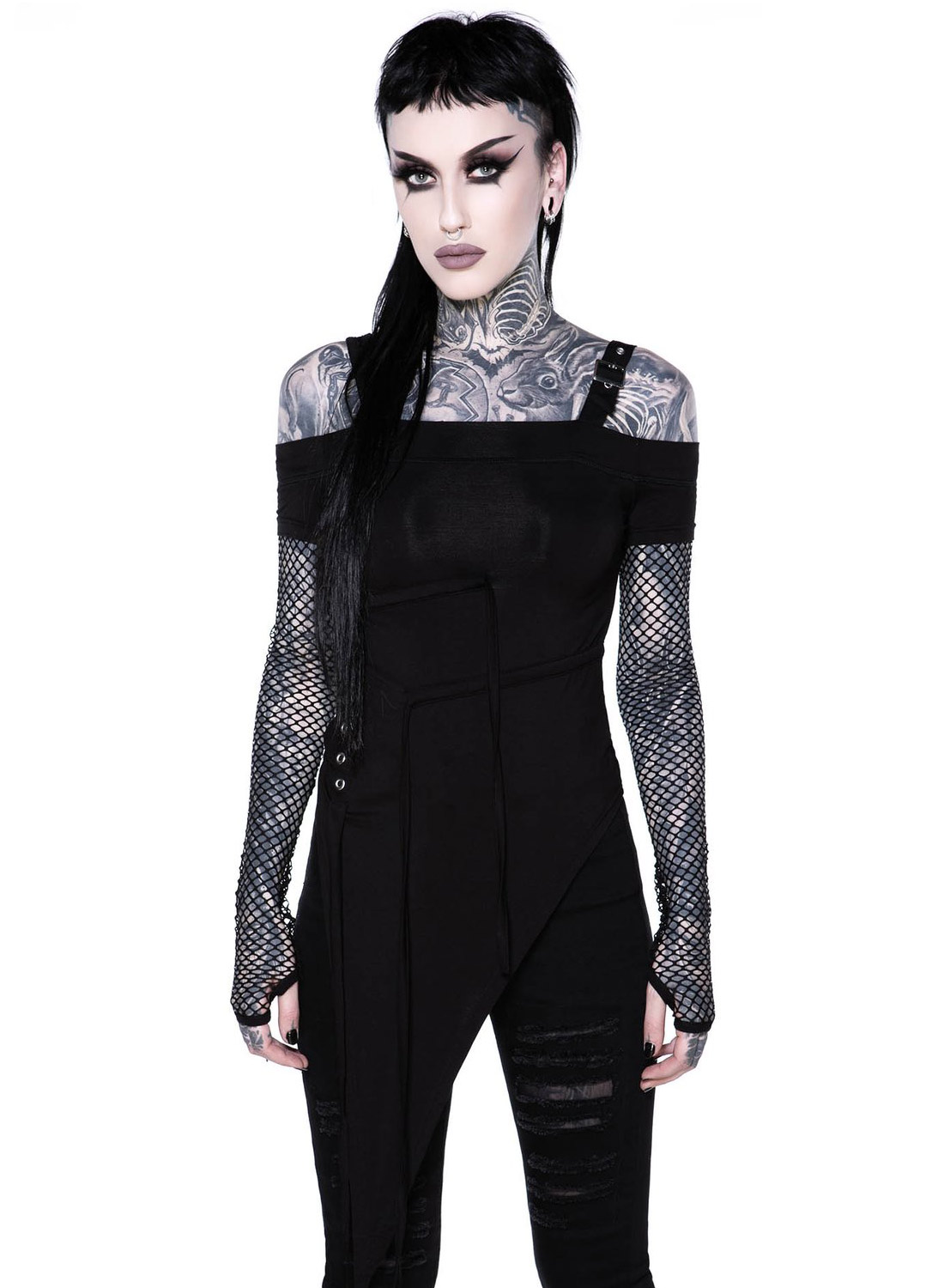 Bardot-top med hul hjerte