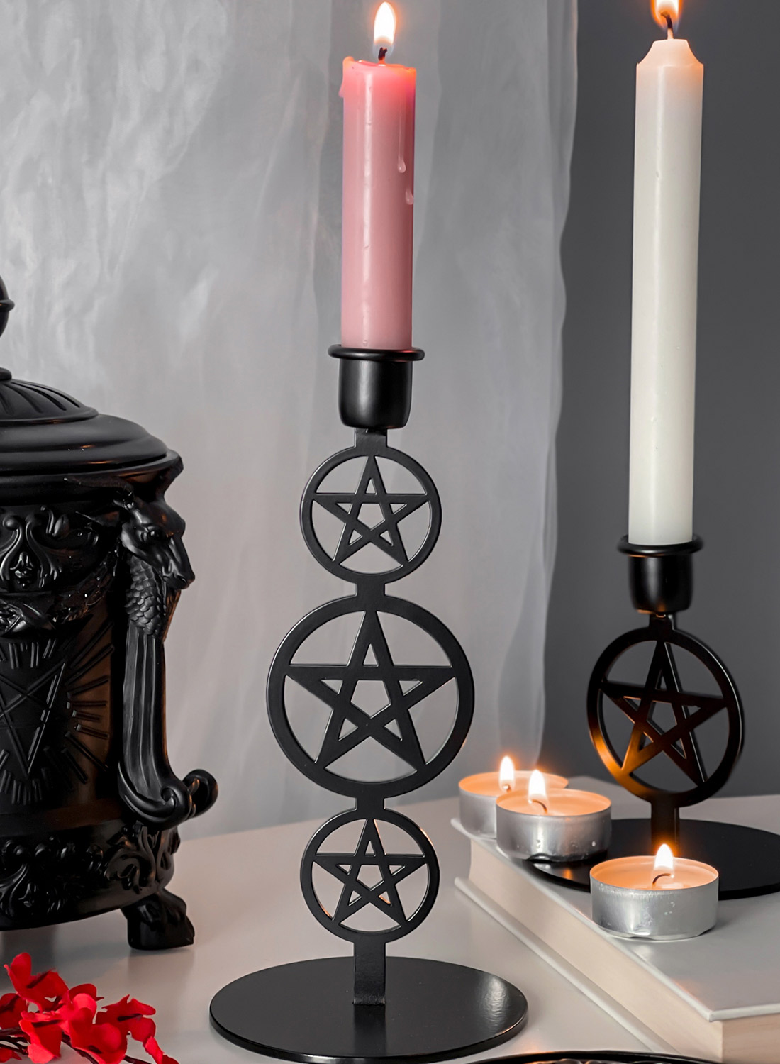 Tredobbelt pentagram lysestage