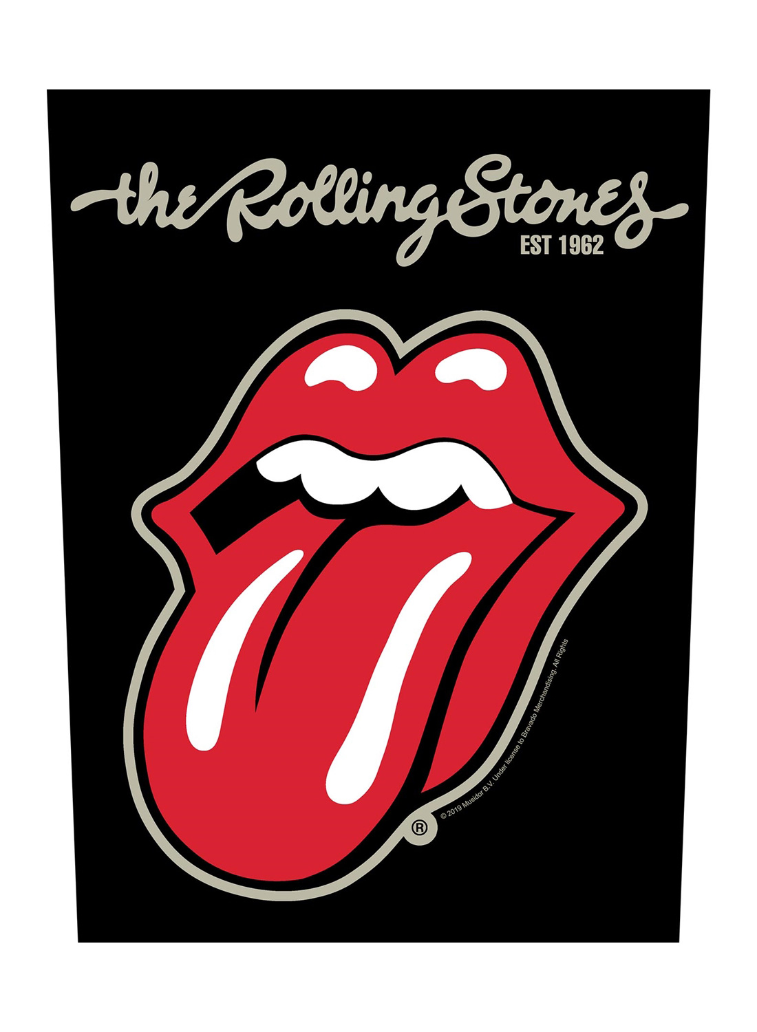 Rolling Stones tungemærke bagpå