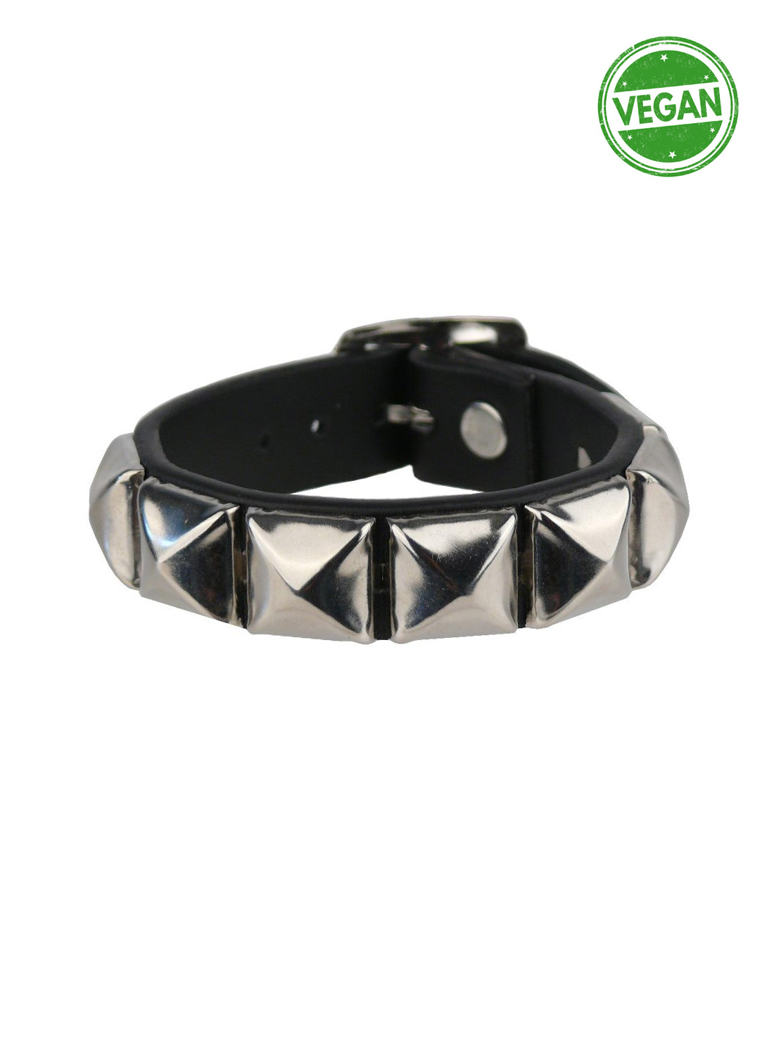 1 række pyramideformet vegansk læderarmbånd