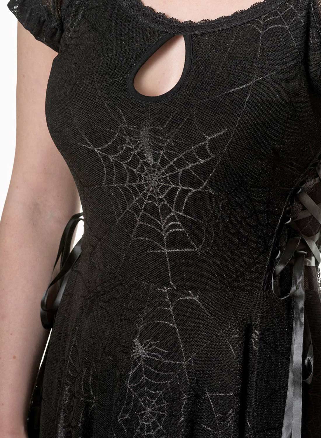 Pitch Spider Web Gothic Dress - Billede 2