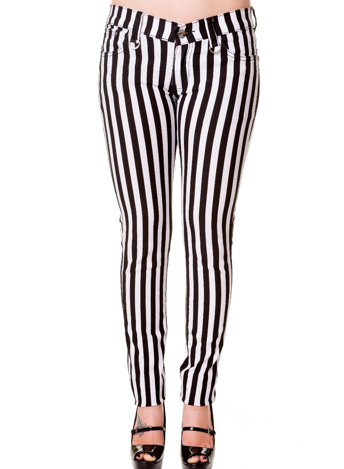 Sorte Hvide Stribede Bukser