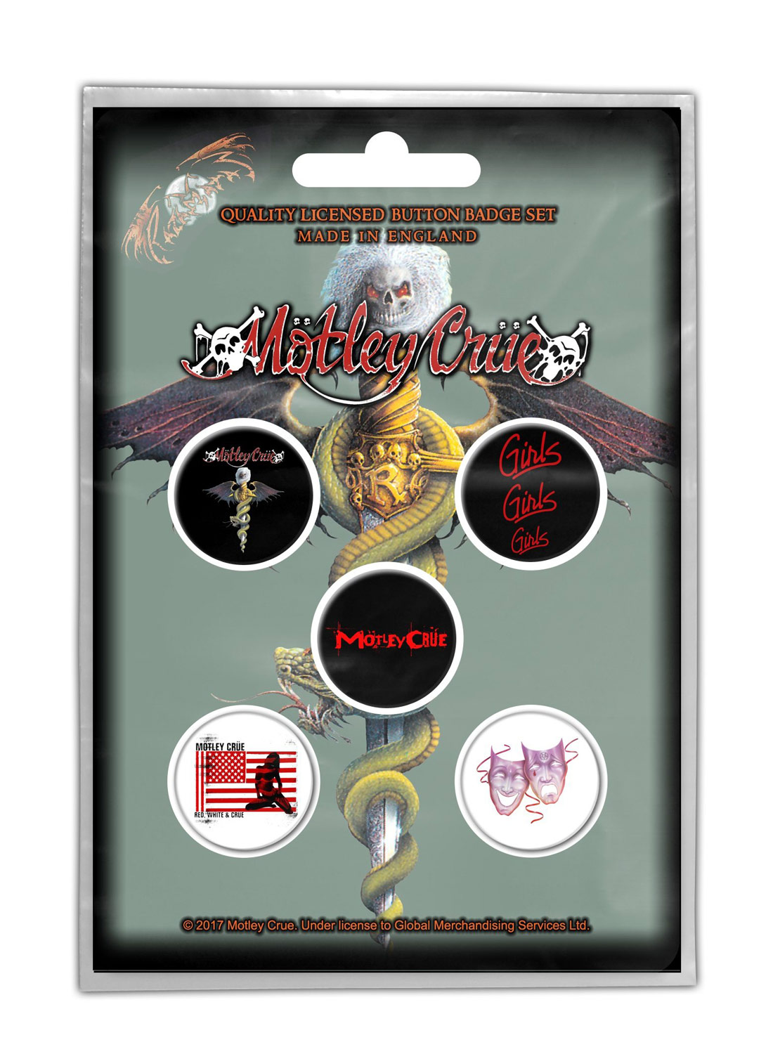 Mötley Crue Dr Feelgood Badge-pakke