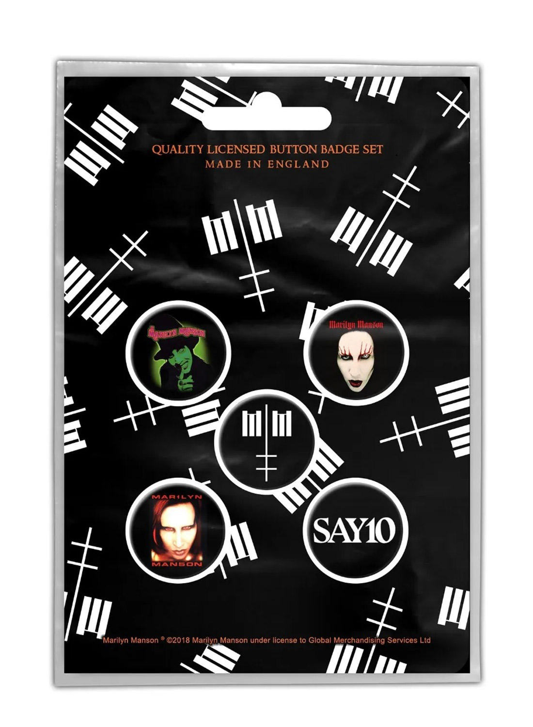 Marilyn Manson Korslogo Badge-pakke