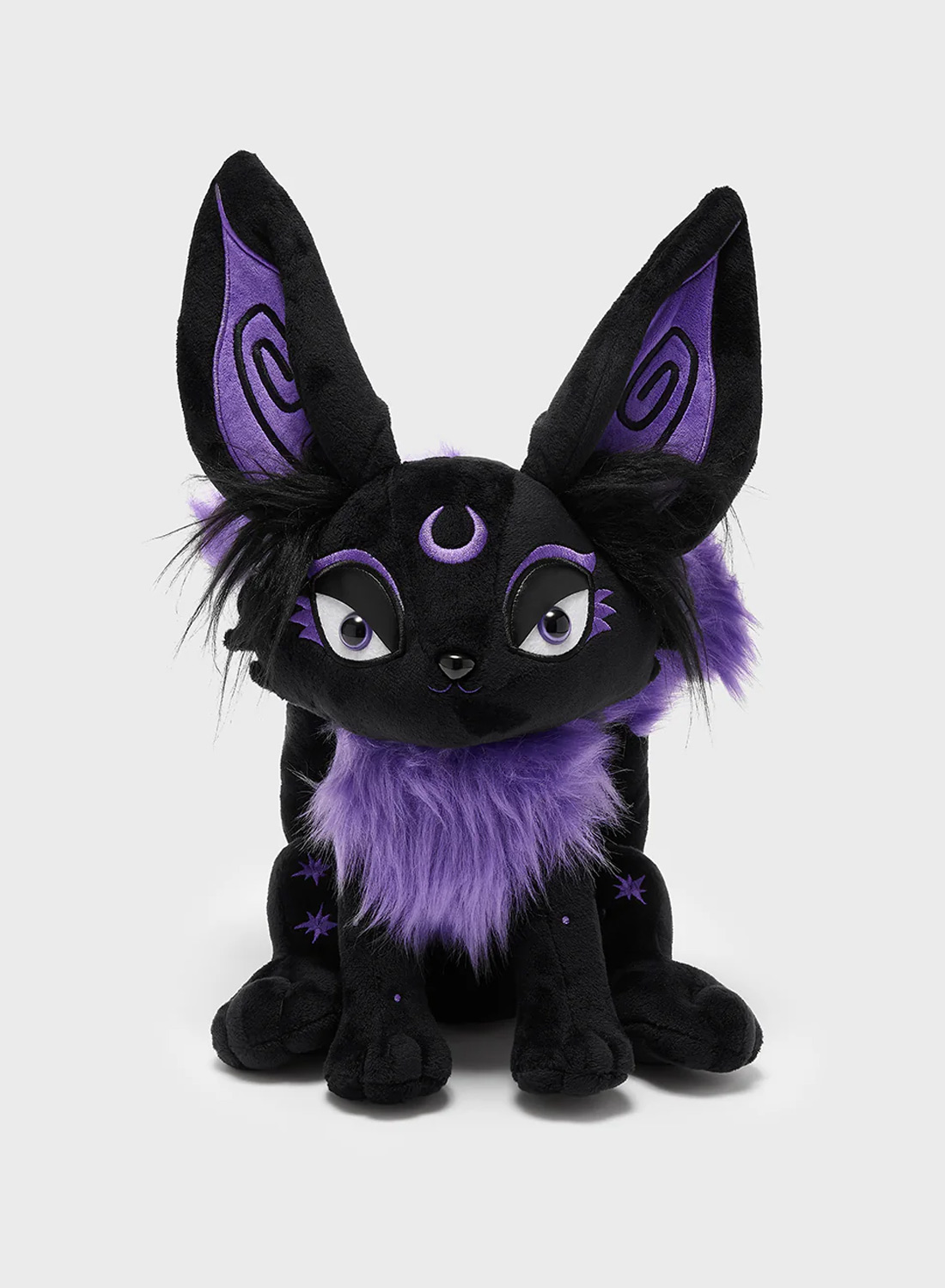 Killstar Kitsune Plys legetøj. Sort og lilla Kitsune plyslegetøj fra Killstar med store ører, lilla detaljer og månesymbol på panden.