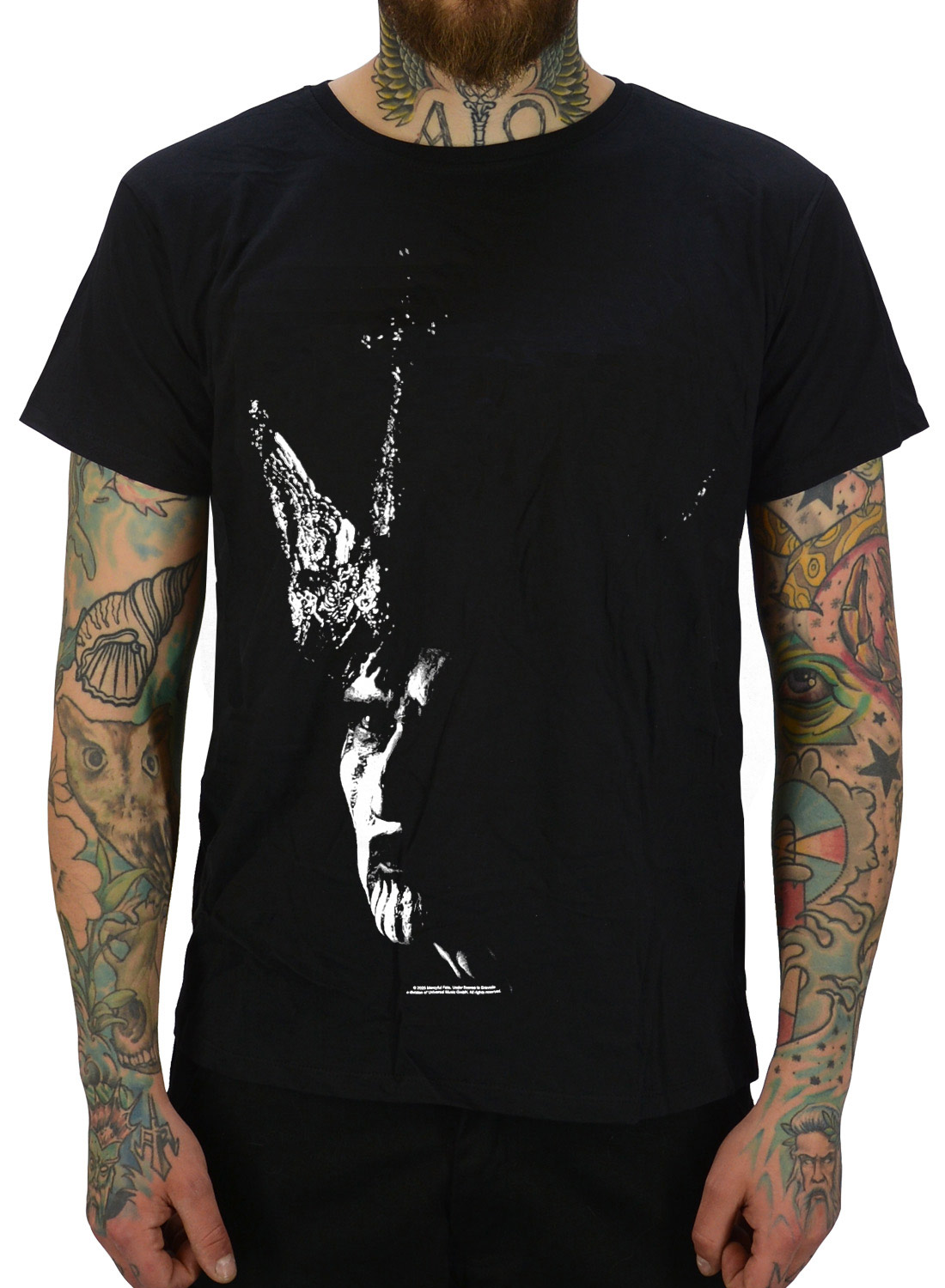Mercyful Fate Crown T-shirt med hvidt minimalistisk design og rund hals i bomuld.