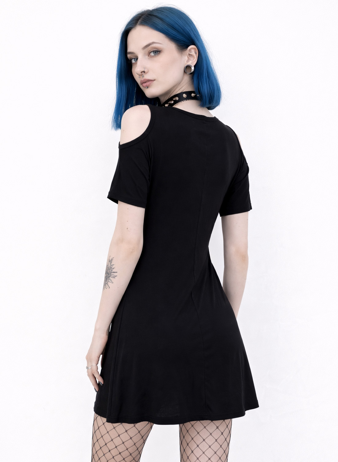 Moon Phase Topkjole med månefaseprint og kold skulderdesign.