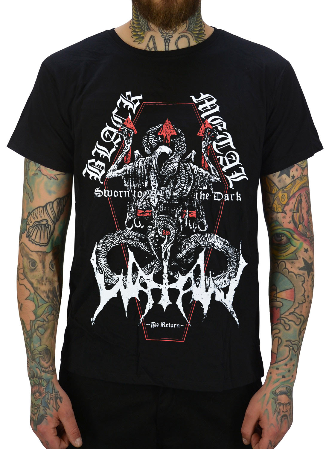 Watain T-shirt sort med Sworn Coffin motiv med slange, kors og sort metal design.