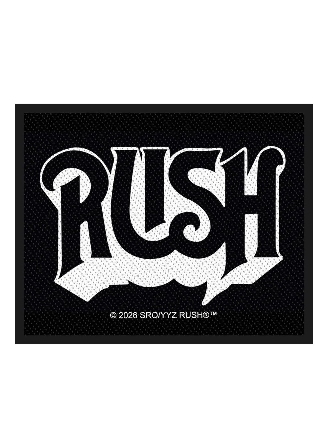 patch med stort hvidt Rush logo i klassisk vintage stil.