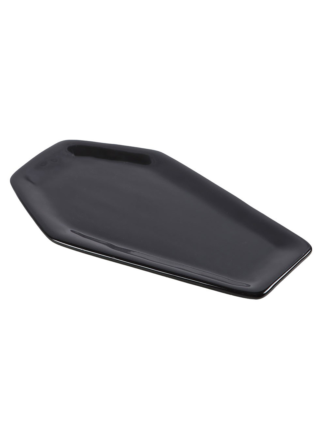 Hvil i Style Tray. Sort kisteformet smykkefad i keramik fra Something Different. Perfekt til ringe, smykker, nøgler og gotisk indretning.